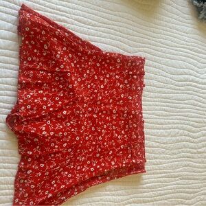 Red Floral Shorts